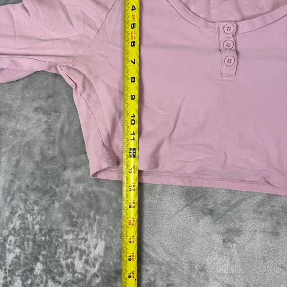 Gymshark Legacy athletic gym long sleeve crop top pink 1/4 button womens Large - Picture 6 of 6